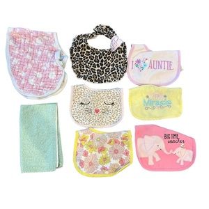 Baby Girl bib and cloth bundle